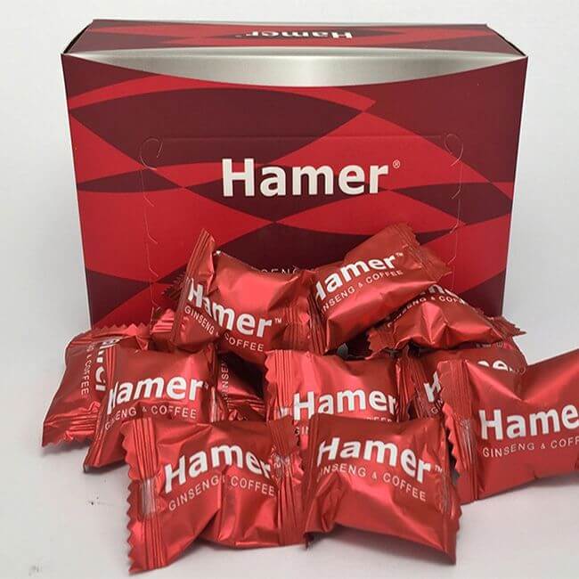Kẹo Hamer Ginseng & Coffee Nhân Sâm công nghệ Mỹ - Tăng cường sinh lực (lẻ 10 viên)